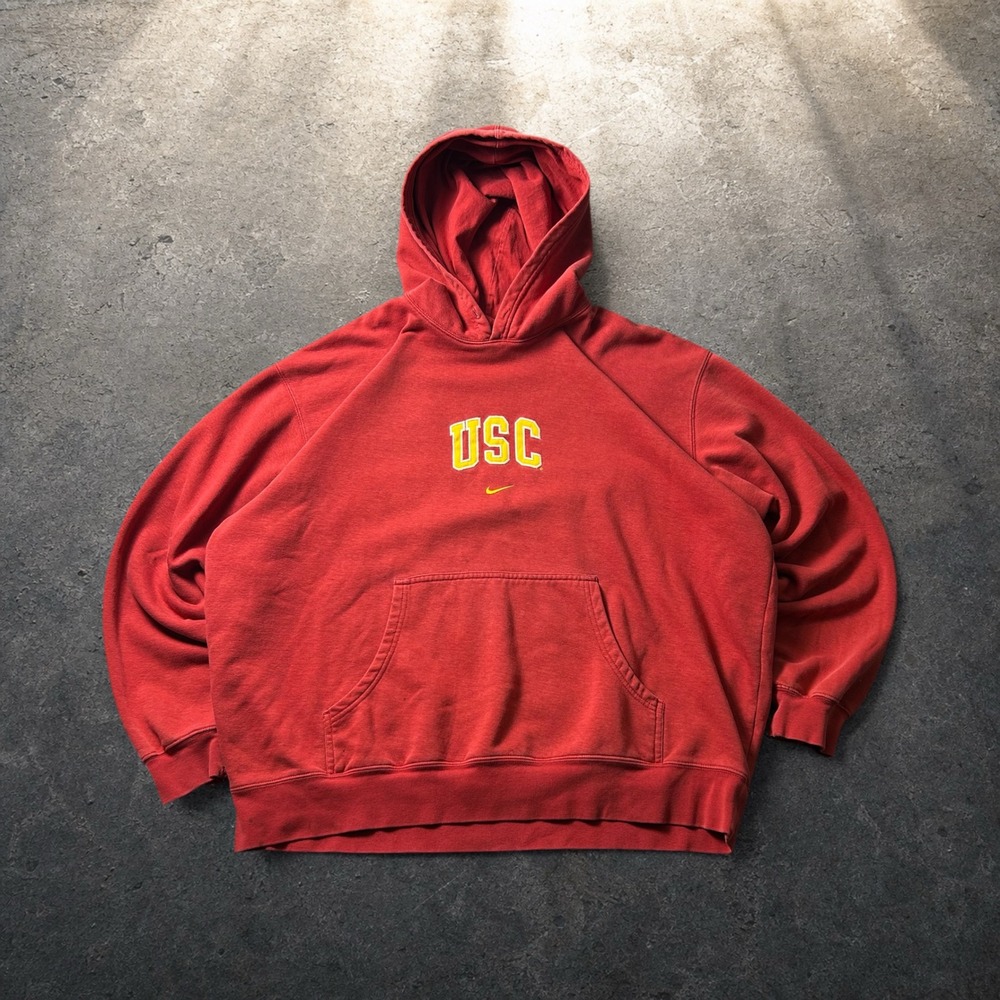 Nike Team USC Trojans Hoodie Red Center Swoosh Baggy Vintage 90s Y2K Size XXL